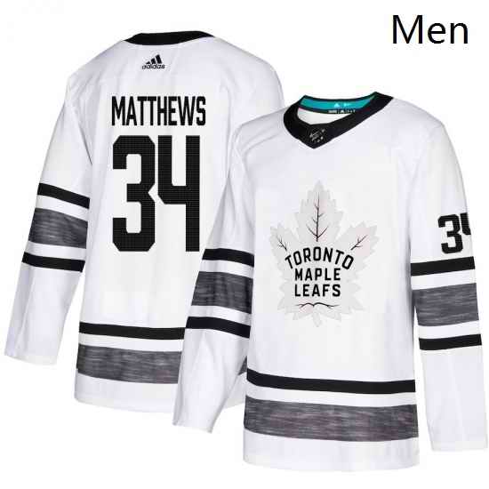 Mens Adidas Toronto Maple Leafs 34 Auston Matthews White 2019 All Star Game Parley Authentic Stitched NHL Jersey
